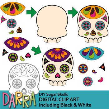 Preview of Day of the dead clip art / DIY Sugar Skulls Clipart for Craftivity