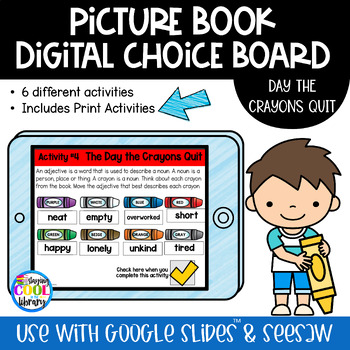 Preview of Day the Crayons Quit - Digital Choice Board | Google Slides & Print