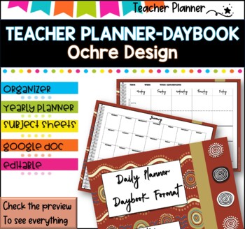Preview of Daybook Planner for Teachers- OCHRE THEMED  PDF I GOOGLE SLIDES I PPT