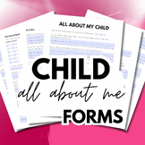 Daycare All About Me Forms | Daycare Parent Questionnaire 