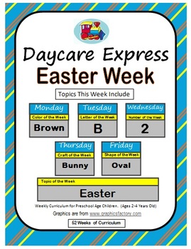 Preview of Daycare Curriculum (Easter) Letter B, Shape Oval, Color Brown, Number 2