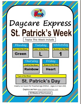 Preview of Daycare Curriculum (St. Patrick's) Letter L, Shape Heart, Color Green, Number 1