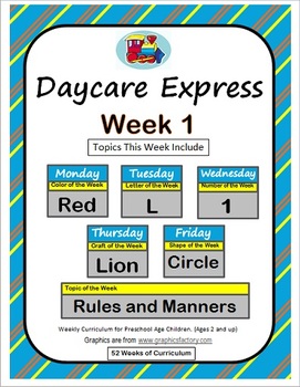 Preview of Daycare Curriculum (Week 1)  Letter L, Shape Circle, Color Red, Number 1