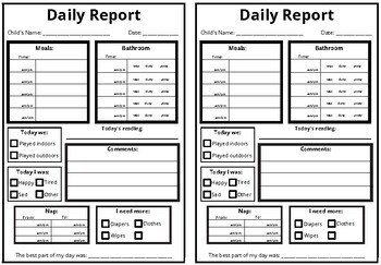 Preview of Daycare Daily Report Sheet