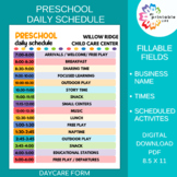 Daycare Daily Schedule for Preschool