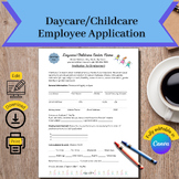 Daycare Employee Application, Daycare Job Application Form