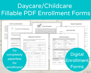 Preview of Daycare Enrollment Forms, Enrollment Bundle, Fillable PDF