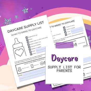 Daycare Supplies Checklist for Parents  Childcare Supplies Checklist  Handouts