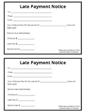 Daycare Forms Late Payment Notice
