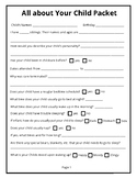 Daycare Forms All about Your Child Packet