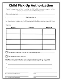 Daycare Forms Child Pick-Up Authorization