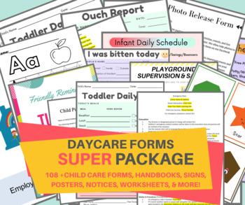 Preview of Daycare Forms SUPER Package-108 Printable Forms/Start Your Own Child Care Center