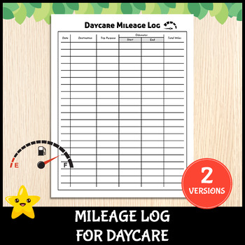 Preview of Daycare Mileage Log | Miles And Kms Tracker | Child Care Vehicle Log