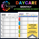 Daycare Monthly Sign In Sheet Attendance Record Printable