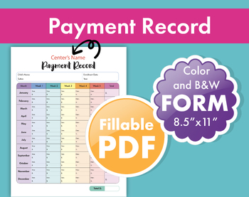 Preview of Daycare Payment Record and Tuition Log - Home Daycare, Income Tracker, Bookkeepi