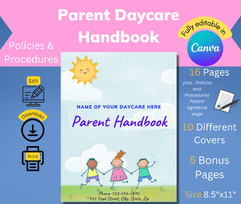 Preview of Daycare Policies and Procedures Handbook Template, Parent Handbook + BONUS