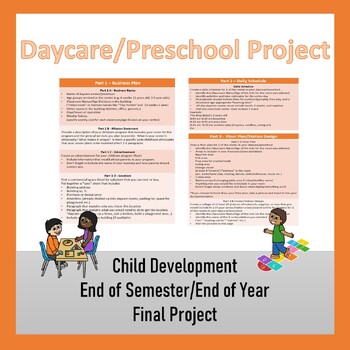 Preview of Child Development End of Semester/End of Year Final Project: Make a Daycare