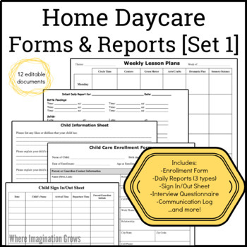 Preview of Home Daycare Forms & Reports [SET 1]