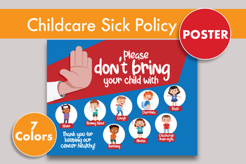 Preview of Daycare Sick Policy Poster for Childcare and Daycare