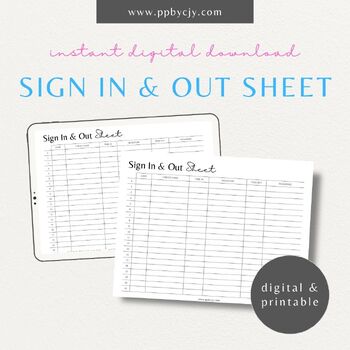 Preview of Daycare Sign In Sheet | Minimalist Printable Childcare Check In Form
