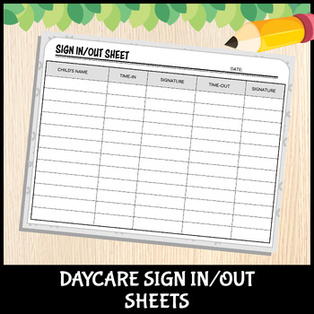 Preview of Daycare Sign In and Out Sheet Bundle | Daily, Weekly & Monthly Attendance Log