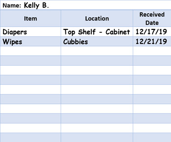 Daycare Forms Supply List