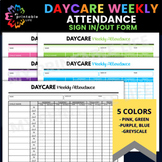 Daycare Weekly Attendance Sign-In / Sign-Out Sheet