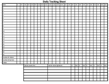 Preview of Daycare tracking sheet.