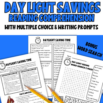 Preview of Daylight Saving Time Passage Reading Comprehension Opinion Writing Prompts