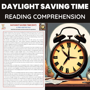 Preview of Daylight Saving Time Reading Reading Comprehension | Fall Back