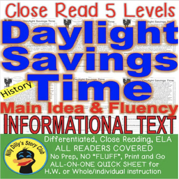 Preview of Daylight Savings/Spring Forward Close Reading LEVELED Passages Print-n-Go!