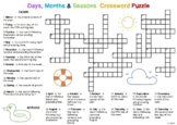 Days, Months & Seasons THEME Crossword Puzzle