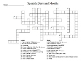 Days & Months Spanish Crossword Puzzle