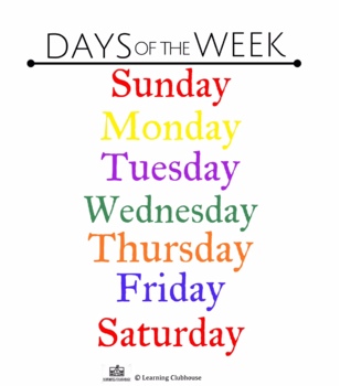 Days Of The Week by Learners Clubhouse | TPT