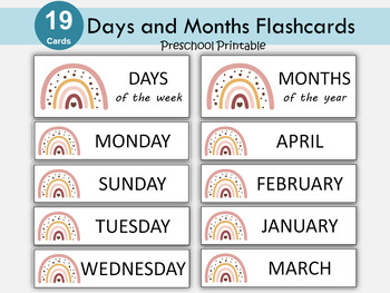 Preview of Days Of The Week and Months Of The Year Printables, Labels, Flashcards, T-111