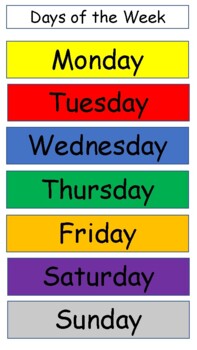 Days Of The Week Matching By Special Teacher Ireland 