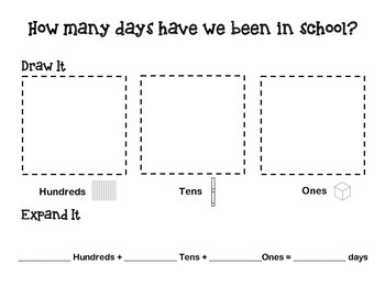 Preview of Days at School Place Value Mat