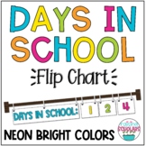 Days in School Flip Calendar Chart Display Neon Bright | E
