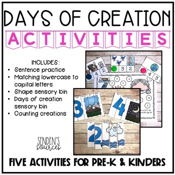 Days of Creation Activities Bible Lessons Preschool, Prek, Kindergarten