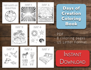 Days of Creation Coloring BOOK | Sunday School Bible Class Worksheet