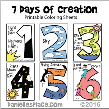 Preview of Seven Days of Creation Coloring Sheets