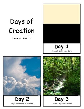 Preview of Days of Creation Flash Card Set | Labeled & Unlabeled