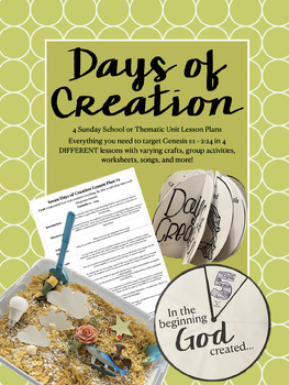 Preview of Days of Creation Lesson Plans for Sunday School or Religion Class