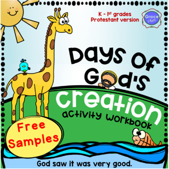 Preview of Days of God’s Creation Activity workbook - Protestant version - FREE SAMPLES!