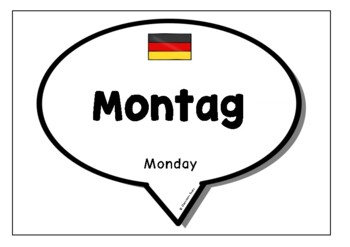 Preview of Days of Week in German | Speech Bubbles Poster Set/Flash Cards