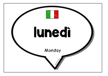 Preview of Days of Week in Italian | Speech Bubbles Poster Set/Flash Cards