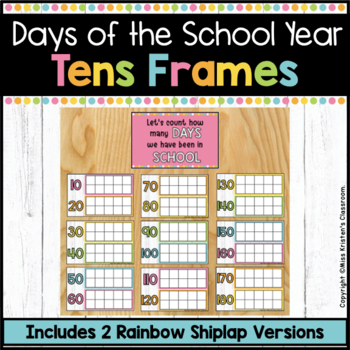 Preview of Days of the School Year Tens Frames - Rainbow