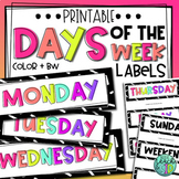 Days of the WEEK Labels | Printable | Classroom Decor
