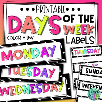 Printable Days of the Week Clothing Tags