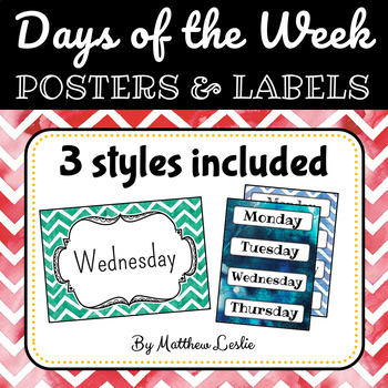 Preview of Days of the Week (Posters & Labels)